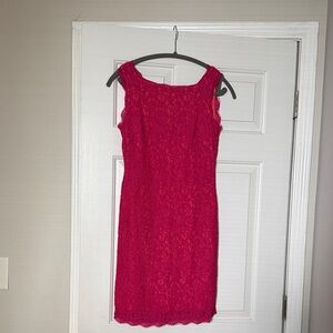 Adrianna Papell Vibrant Pink Lace Mini Dress